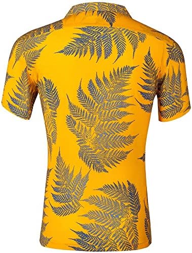 Машки хавајски кошули со краток ракав мода за ладење летни кошули на плажа цветни касила копче надолу кошула