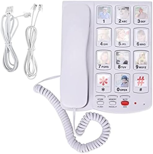 Фиксна Телефонска Линија За Постари Лица Со Големи Копчиња - Лесен За Употреба Домашен Телефон За Постари Лица Во Бело