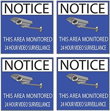 4 пакет предупредување за безбедност на безбедност на видео камера набудувана 24 -часовна налепница за налепници на прозорецот Внатрешна