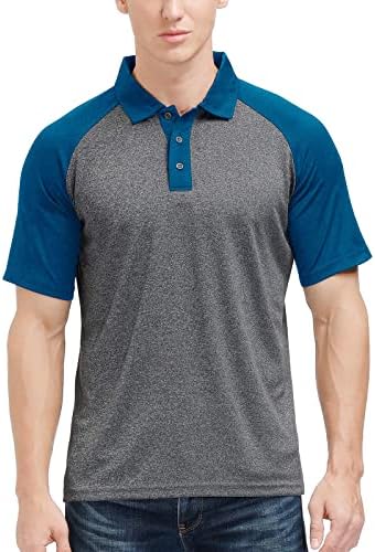 Менс големи и високи голф поло маици влага за нега на сонцето за заштита на сонцето Контраст во боја крпеница за голф кошули