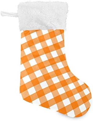 Килми Велигден Портокал Карирани Божиќни Чорапи Персонализирани Големи Божиќни Порибувања Слатки Чорапи Од Снегулки 18 Инчни Божиќни