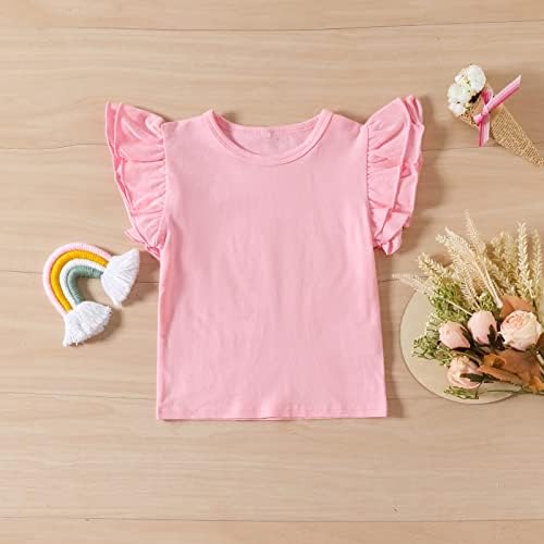 СОН АВТОБУС Toddler Baby Girl Tank Top Ruffle Sleeveless Cotton Blouse Casual T Shirt Vest Basic Plain Solid Color
