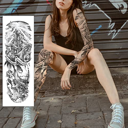 Привремена тетоважа, бела борба екранот во форма на секси 3Д лажни налепници за тетоважи Екстра голема водоотпорна тетоважа,