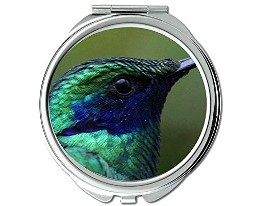 Огледало,Огледало За Шминка,Колибри Сино Зелено Тркалезно Огледало, 1 Х 2Х Зголемување