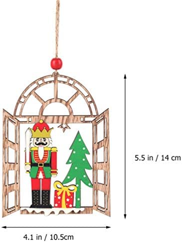 Амосфун 2 парчиња Божиќни оревици што висат украс Божиќ мини дрвени кралски оревици фигури за украсување Божиќно дрво за време на декорација
