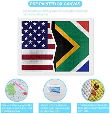 Американско и африканско знаме Дијамантски комплети за сликање 5D DIY целосна вежба Rhinestone Arts Wallид декор за возрасни 12 x16