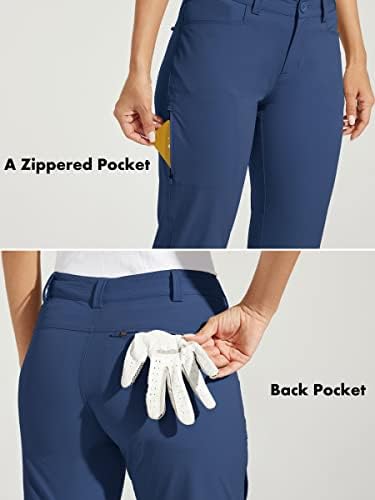 Вилит женски голф панталони се протегаат панталони за пешачење Брзи суви лесни обични панталони со џебови отпорни на вода