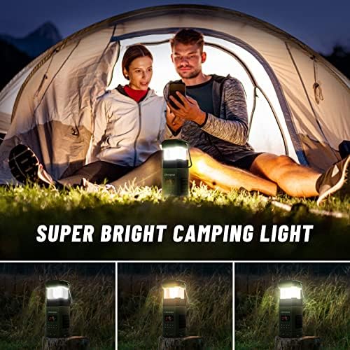 Радио Либовгого и вонредна состојба со чудак, кампување ламба AM FM Radio LED LED Crank Lantern Battery Opened Camping Light Outdoor
