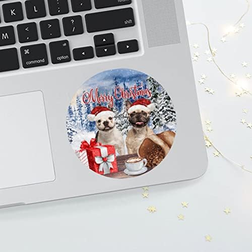 Среќен Божиќ налепници на две кучиња за шишиња со вода, телефон, лаптоп, скејтборд, автомобил, пломби за пликови и торби за добра зимска кучиња