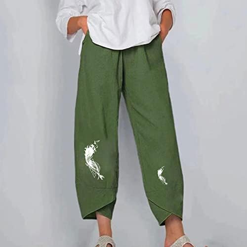 Енху тинејџерски девојки салон панталони панталони за жени постелнини графички опуштени вклопуваат права нога есен летни панталони