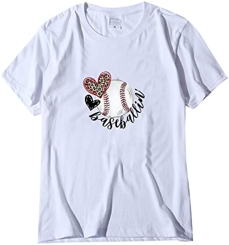 Маица за маица за мајки за бејзбол кошули за срцеви печати мама живот смешни графички врвови лето лето кратки ракави тунични маички