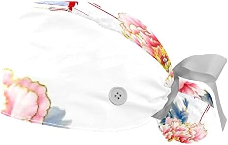 Јидакс 2 парчиња цвеќиња Работно капаче со копчиња и лента за ленти за жени