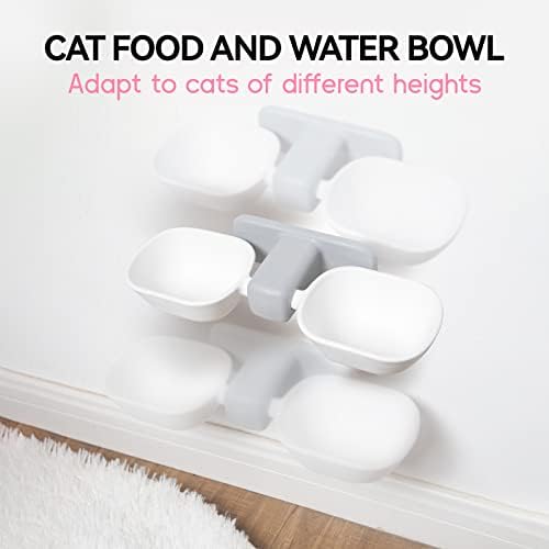 Сет за садови за храна и вода за мачки, прилагодливи покачени чинии за мачки, висечки садови за храна за мачки, сад за вода монтирана