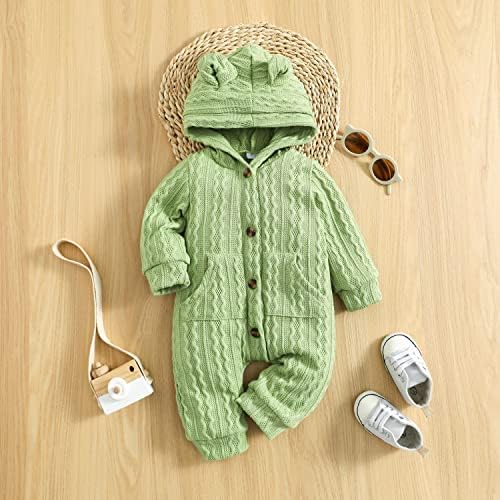 Lamgool новороденче бебе девојчиња момчиња плетени џемпери со мечки уши, копнеж со топла римпер облека за есен 0m-3t
