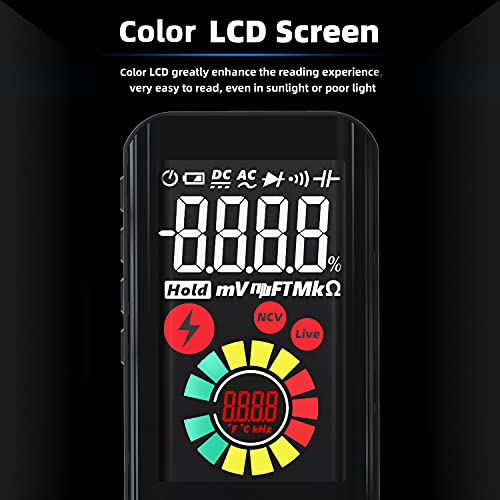 Bside Digital Digital Multimeter Color LCD 3 Резултати приказ 6000 броеви автоматски раб на џеб во волтметар капа на должност циклус во живо Проверка на напон тестер за напон на напон