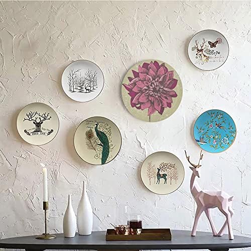 Плоча за керамички приказ на лигутари, декоративна чинија со керамика во Бохо, Дахлија цвет Боемска шема, 10 инчи, керамичка плоча