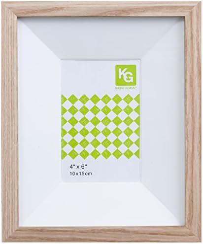 Kieragrace модерна рамка за фотографии со колаж со отвори со 6-4 x6, природен даб финиш со бел мат
