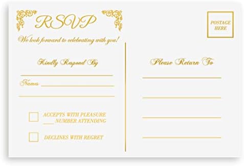 K11 Фото дизајн RSVP разгледници за свадбени фолија 4 x6 картички за одговор, одговор на RSVP, свадба, проба, бебешки невестински