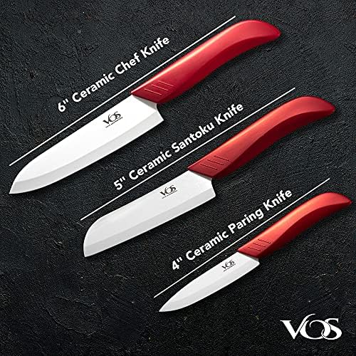 ВОС Универзален нож за ножеви и керамички нож за паринг 4 , 5, 6 инчи црвено