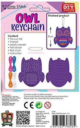 C.S. Kids KC06 Owl Keychain, Први подароци за уметност и занаети за шиење - Подароци за занаетчиство на животни | Образовен комплет