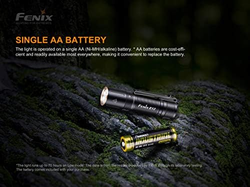 Fenix ​​E12 v2.0 EDC Flashlight, 160 лумен со 1x AA батерија и организатор на батерии Lumentac