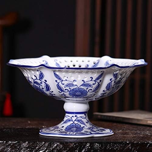 Iolmng керамичка кинеска сина и бела порцеланска вода овошна плоча исушена овошна корпа креативни украси за украсување дома