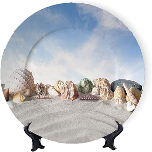 Декоративни плочи на школка за маса, 8 , кревки школки на песок Хил со небото позадина крајбрежна тема летна фотографија на плажа,