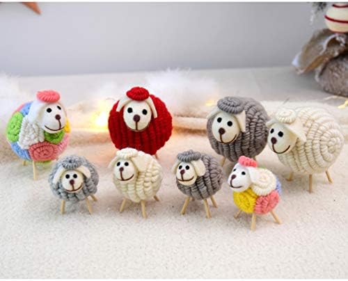 Vorcool Божиќна работна десктоп украс волна чувствуваше овци фигурина мини јагнешко играчко рачно занаетчиство мини овци занаети Јагнешко