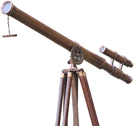 Цврст Месинг Наутички Голем Антички Телескоп Гроздобер Домашен Декор Дрвен Статив Опсег