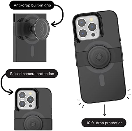 PopSockets: Iphone 13 Pro Случај За MagSafe Со Телефон Зафат И Слајд, Телефон Случај за iPhone 13 Pro, Безжично Полнење Компатибилен-Црна