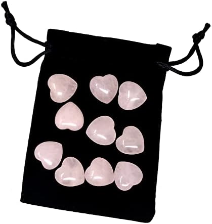 10 парчиња природен кристал розов кварц лековит камен 0,5/0,8 мини торба за подароци за срце)