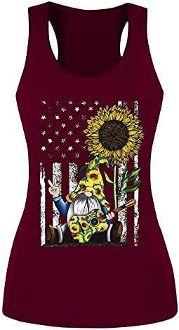 4-ти јули кошули резервоар за врвови за жени во САД знамето лето обични маички без ракави starsвезди ленти за вртење на резервоарот