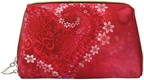 Огнот Денот На Вљубените Црвено Срце Цвет Тоалет Торба За Патување Организатор За Мажи И Жени, Лесна Кожна Торба За Шминка Голема