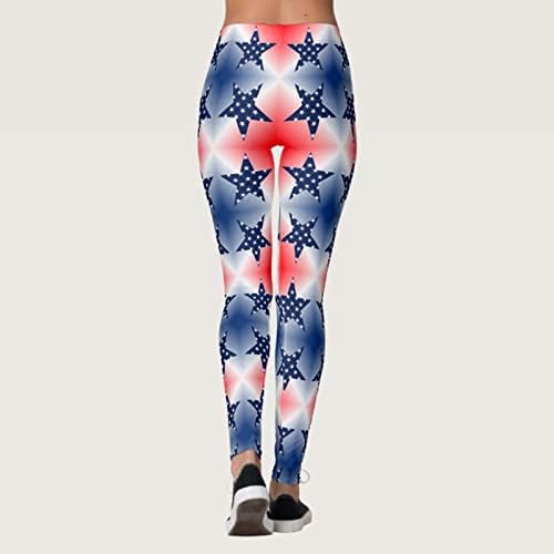 Американско знаме 4 -ти јули женски хеланки на стомаци Контрола на стомакот, 4 -ти јули, тенок молив пантолони, обичен тренинг јога џогирање спорт