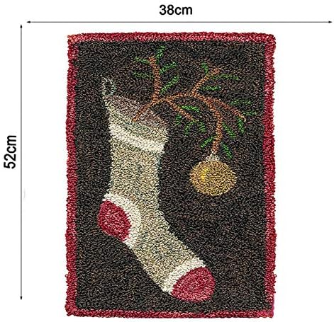 Комплет за кука за заклучување, кафеава Божиќна ракавица чорапи тепих DIY капчиња за предиво, комплет за теписи за теписи и игла и нишки, украс за дома, ZD2002,52 * 38cm/20.4 * 14.