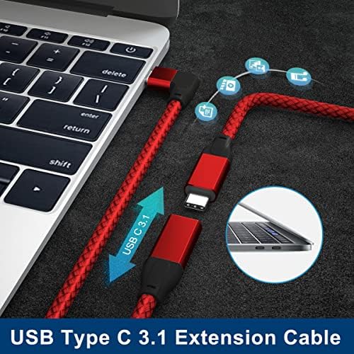 ITRAMAX кабел за продолжување со десен агол USB C 0,66ft, 10Gbps Type-C 3.1 Gen2 Meal to Female Extender, 90-степени USB C продолжение на USB