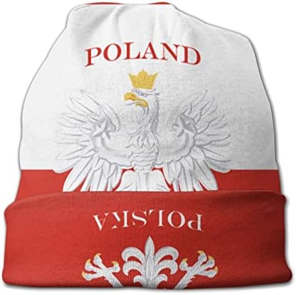 Niqqzit Полско знаме Полска Полска Бејни капа за мажи/жени Слауки Бејни Ски череп капа Зимска тенка акрилна плетена капа црна