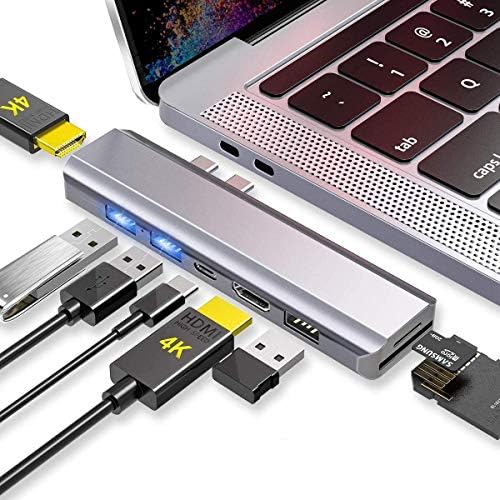 EKSA ТРОЕН ДИСПЛЕЈ USB C Центар со 2 HDMI 4K, 8-во-1 USB Тип C Двојна HDMI Адаптер Докинг Станица За MacBook Pro &засилувач; Воздух 2019/2018/2017/
