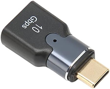 Dilwe USB C до USB адаптер, магнетски USB женски до типот C адаптер 10Gbps трансмисија алуминиумска легура Мал компактен 3A тип Ц адаптер со ефект на осветлување