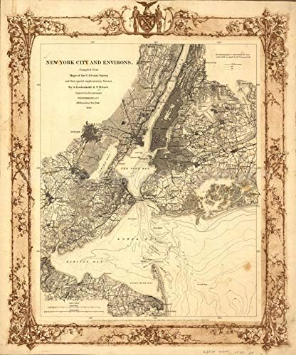 1860 мапа | Newујорк и околини | Yorkујорк | Newујорк Н.Ј | држава Newујорк | Обединета статистика