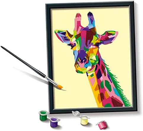 Ravensburger 28926 Шарени жирафа броеви за возрасни совршени резултати од сликарството благодарение на додатоците за уметници,