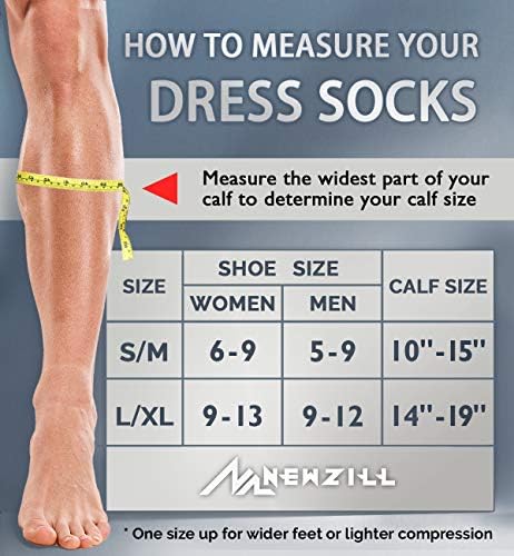 Чорапи за фустани за компресија Newузил 15-20ммхг за мажи и жени богати со памук богати удобни чорапи најдобри чорапи за трчање
