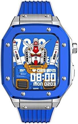 Houcy за Apple Watch Band Series 7 45mm Man Alloy Watch Case 44mm 42mm Луксузен метал гума од не'рѓосувачки челик часовници за часовници за iWatch Series 7 6 5 4 SE Cover (боја: 10мм златен затворач, големина: 44