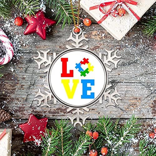 Свесност за аутизам, loveубов загатка срце Божиќ украс за аутизам парчиња Божиќни украси за дрвја аутизам украси за свесност