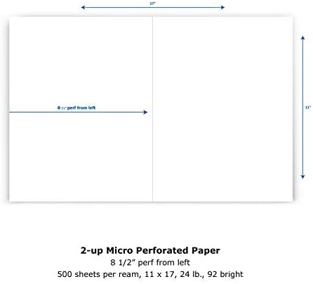 ПРОДАВНИЦИ Професионална перфорирана хартија за менија, брошури, форми и повеќе, 8,5 x 11, 20 lb, 1 вертикален перфон 4,25 “од лево,