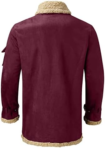 Фсахејкеј ватиран фланелен јакна за мажи, јакна за летање, зимски топли палта ватирани со лесна долга долга долга долга редовната облека