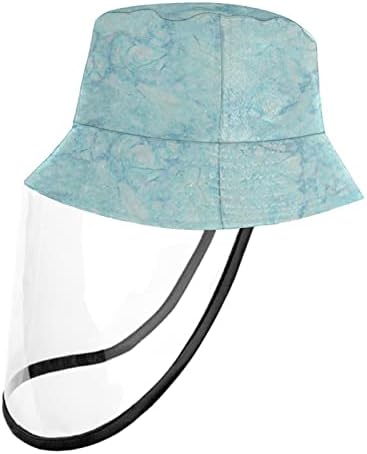 Заштитна капа за возрасни со штит за лице, рибарска капа Анти сонце, уметнички мермер модерно светло сино