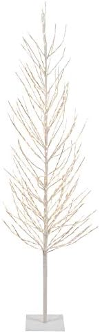 Викерман 2 'Бела вештачка елка, топло бело Дура осветлена LED светла, сезонски затворен украс за дома со рамна метална база