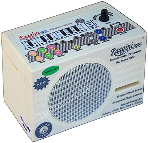 Електронски Танпура Раагини од звучни лаборатории, примерок од Танпура, упатство за упатства, торба, кабел за напојување, дигитална