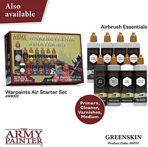 Армискиот сликар Warpaint Air Greenskin - акрилна нетоксична силно пигментирана боја базирана на вода за таблети улоги, пансиони и варгами